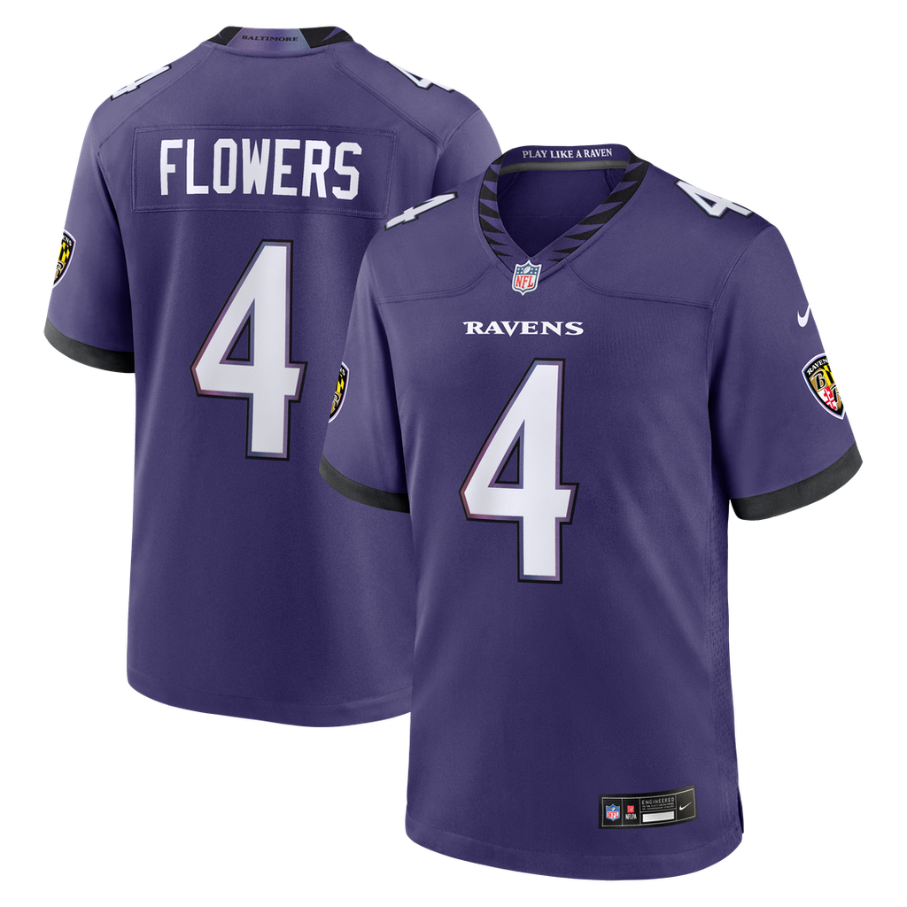 Zay Flowers Baltimore Ravens Nike Team Game Jersey - Purple Official NFL Team Apparel Football Fan Gear