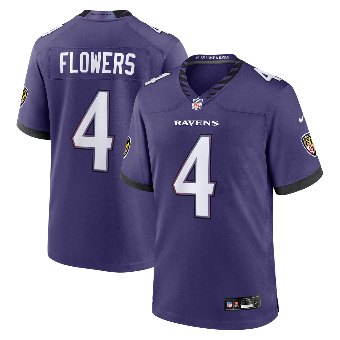 Zay Flowers Baltimore Ravens Nike Team Game Jersey - Purple Official NFL Team Apparel Football Fan Gear