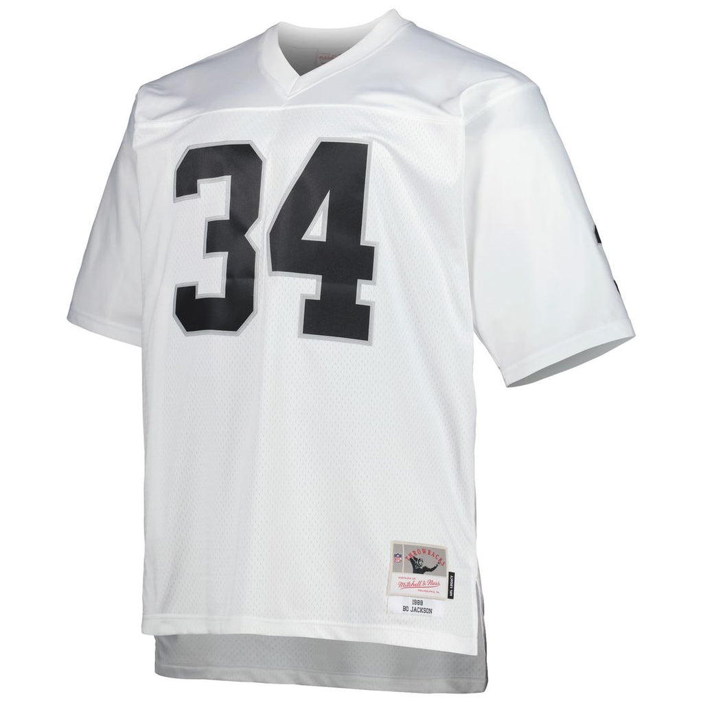 Bo Jackson Las Vegas Raiders Mitchell & Ness Big & Tall 1988 Retired Player Replica Jersey - White Official NFL Team Apparel Football Fan Gear