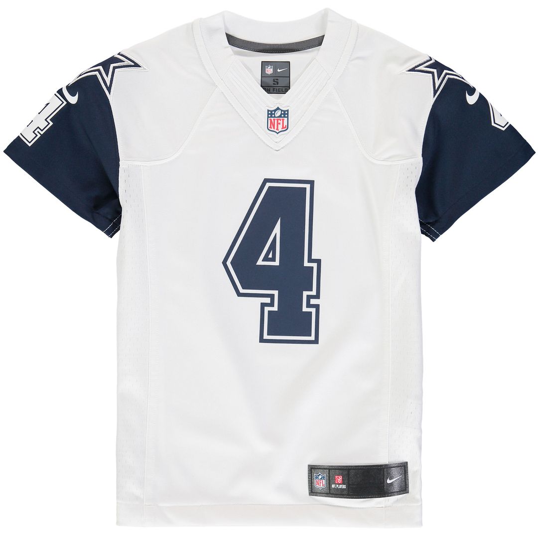 Dak Prescott Dallas Cowboys Nike Youth Color Rush Game Jersey - White Official NFL Team Apparel Football Fan Gear