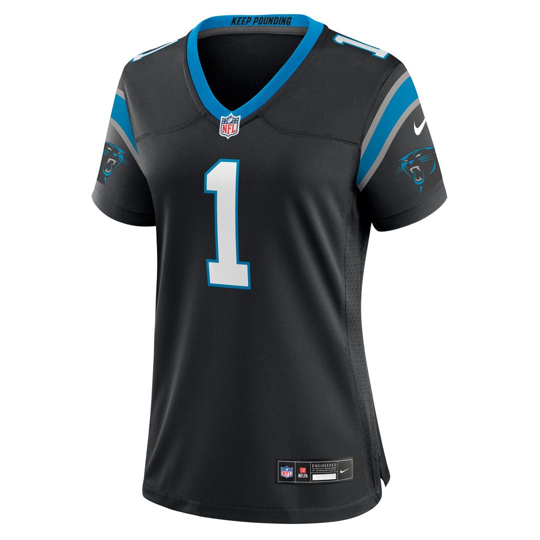 Number 1 Mom Carolina Panthers Nike Women's Game Jersey - Black Official NFL Team Apparel Football Fan Gear