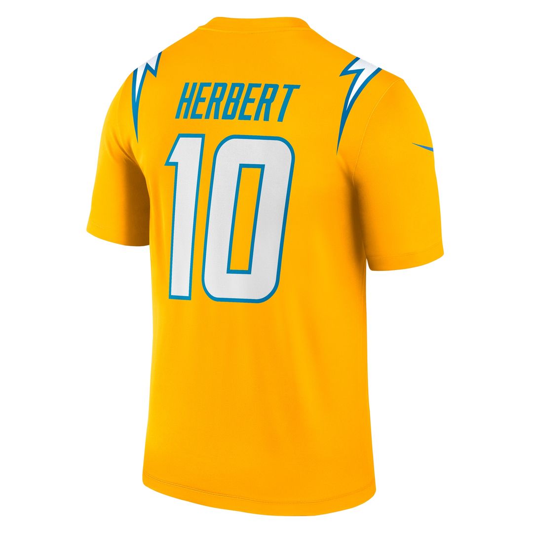 Justin Herbert Los Angeles Chargers Nike Alternate Charger Power Legend Player Performance Top - Gold NFL Fan Gear Popular Style