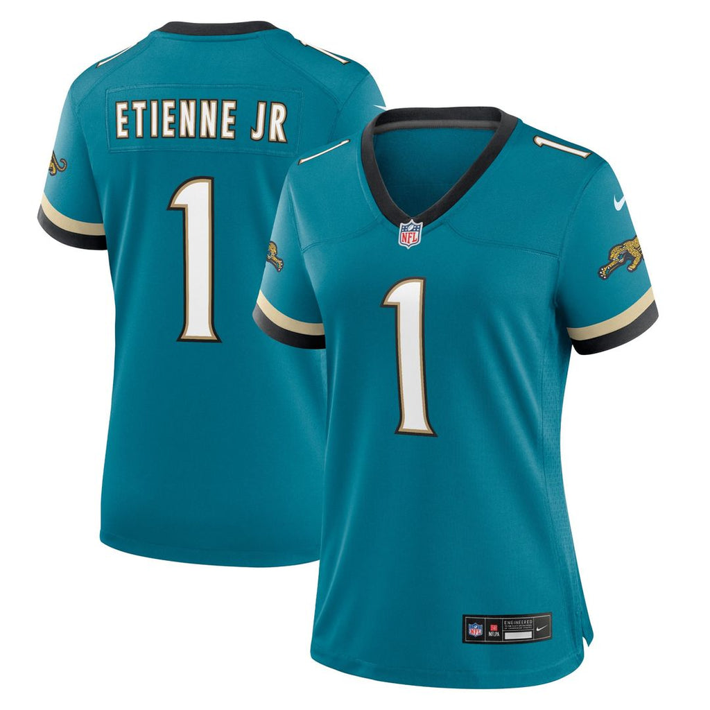 Travis Etienne Jr Jacksonville Jaguars Nike Women's Prowler Throwback Game Jersey - Teal Official NFL Team Apparel Football Fan Gear