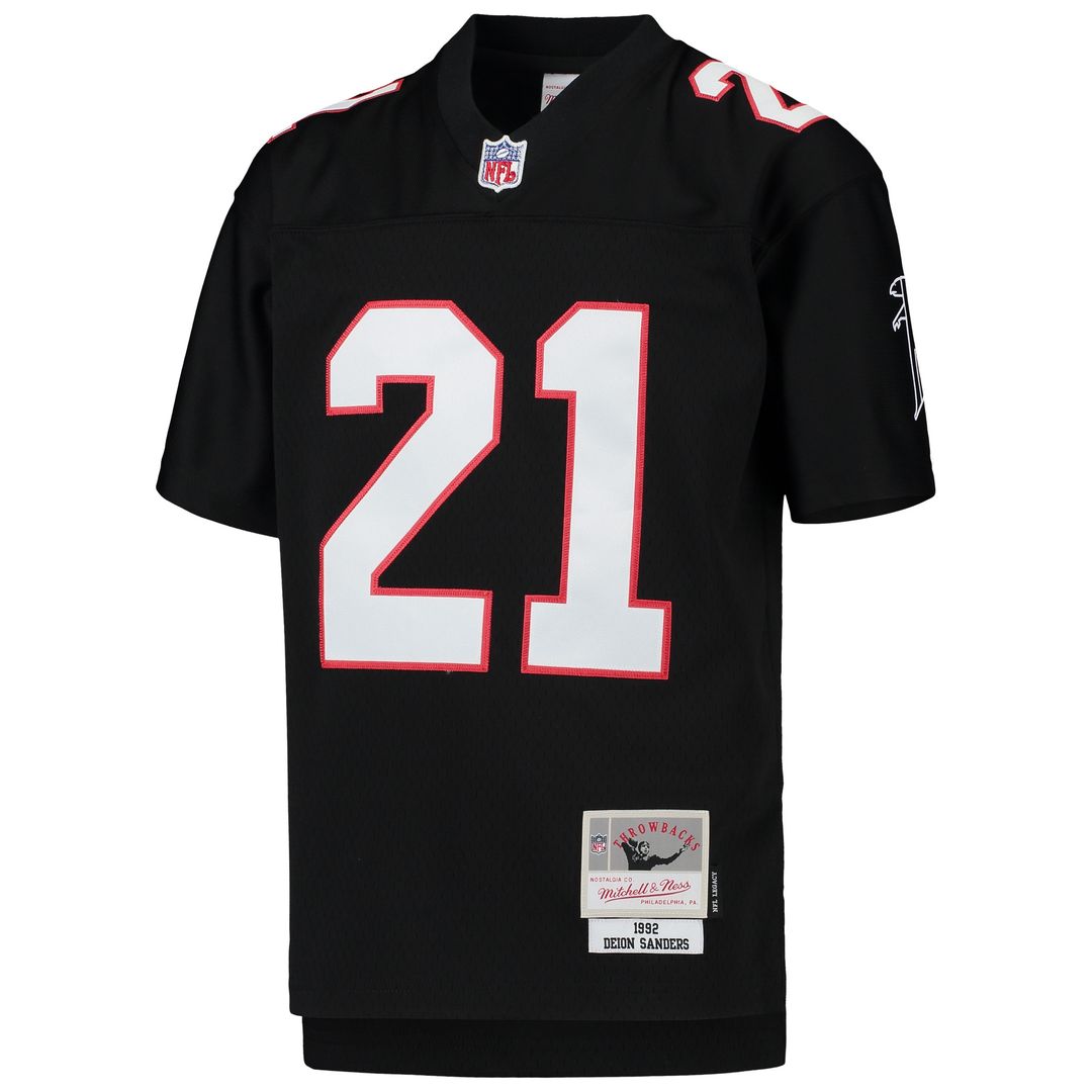 Deion Sanders Atlanta Falcons Mitchell & Ness Youth 1992 Legacy Retired Player Jersey - Black Official NFL Team Apparel Football Fan Gear