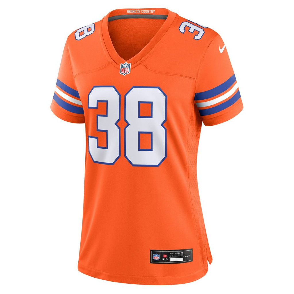 Jaleel McLaughlin Denver Broncos Nike Women's Mile High Collection 1977 Throwback Player Game Jersey - Orange Official NFL Team Apparel Football Fan G