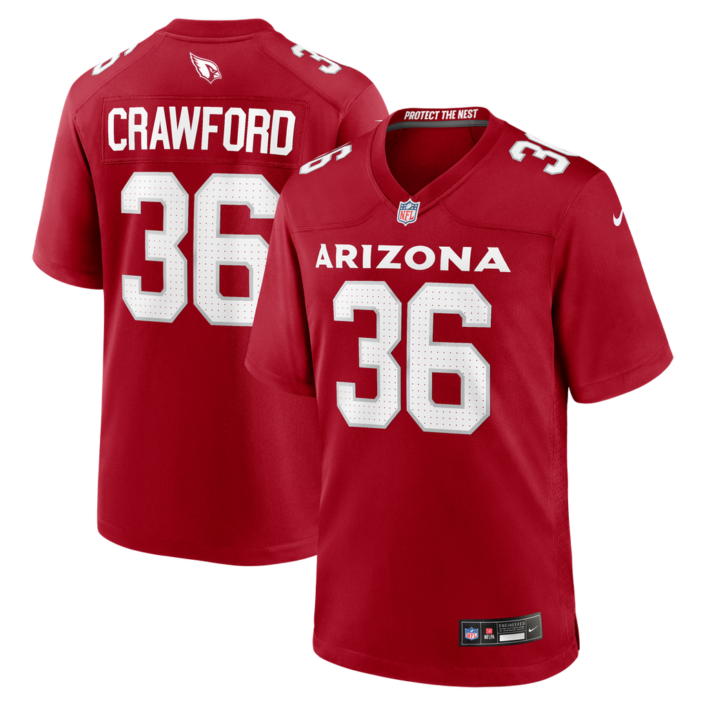 Kitan Crawford Arizona Cardinals Nike Team Game Jersey - Cardinal Official NFL Team Apparel Football Fan Gear