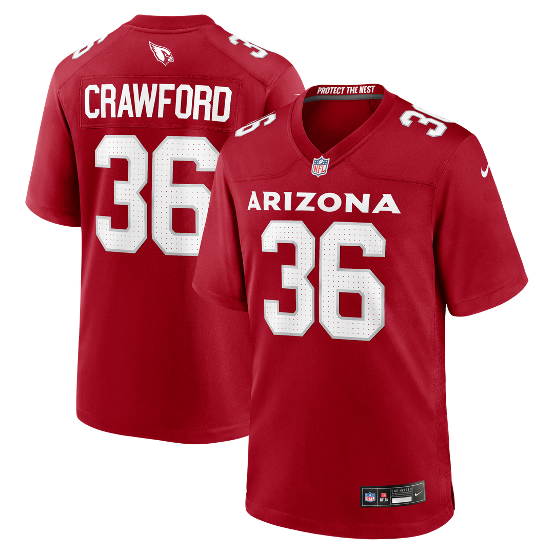 Kitan Crawford Arizona Cardinals Nike Team Game Jersey - Cardinal Official NFL Team Apparel Football Fan Gear