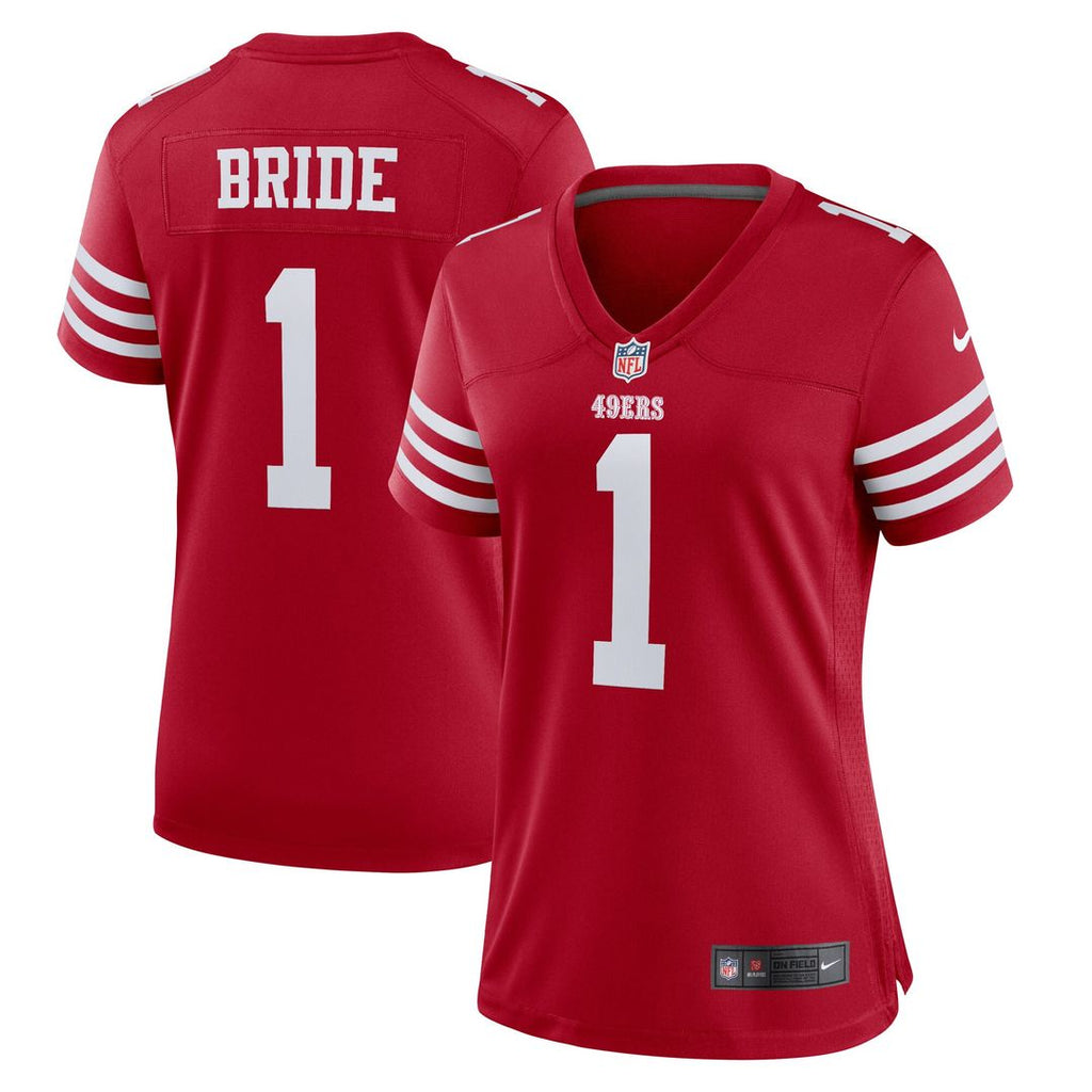 Number 1 Bride San Francisco 49ers Nike Women's Game Jersey - Scarlet Official NFL Team Apparel Football Fan Gear