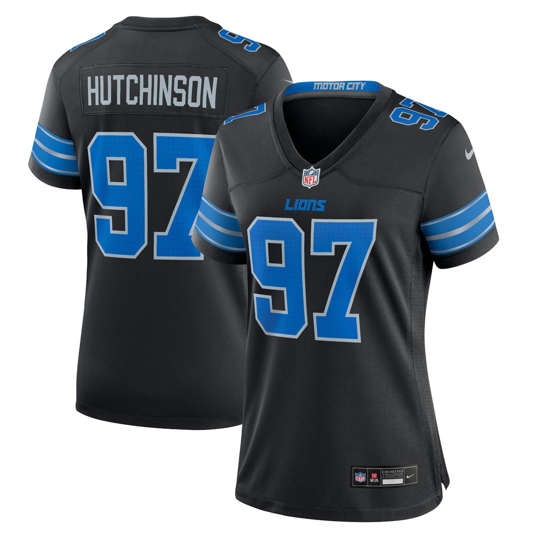 Aidan Hutchinson Detroit Lions Nike Women's 2nd Alternate Game Jersey - Black Official NFL Team Apparel Football Fan Gear