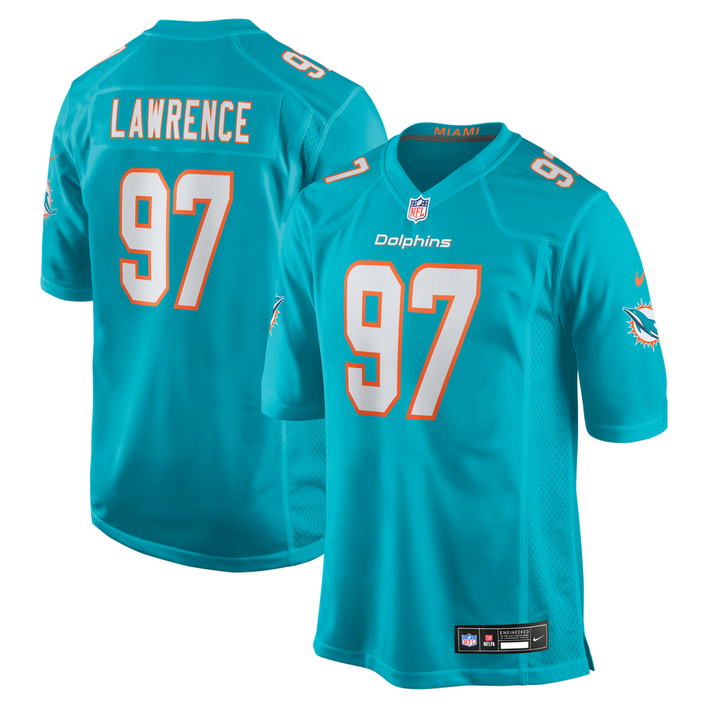 Rashard Lawrence Miami Dolphins Nike Team Game Jersey - Aqua Official NFL Team Apparel Football Fan Gear