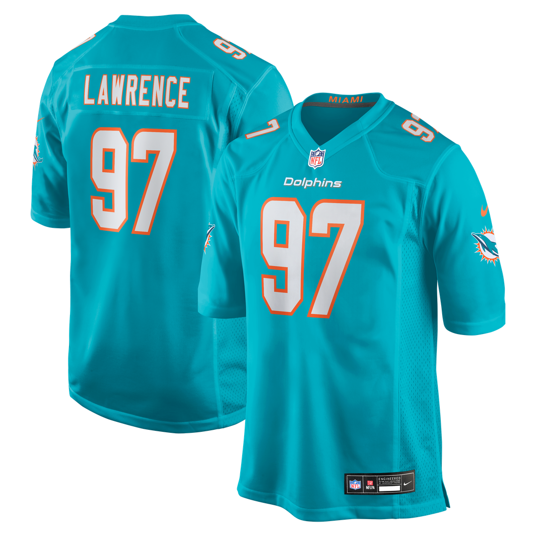 Rashard Lawrence Miami Dolphins Nike Team Game Jersey - Aqua Official NFL Team Apparel Football Fan Gear