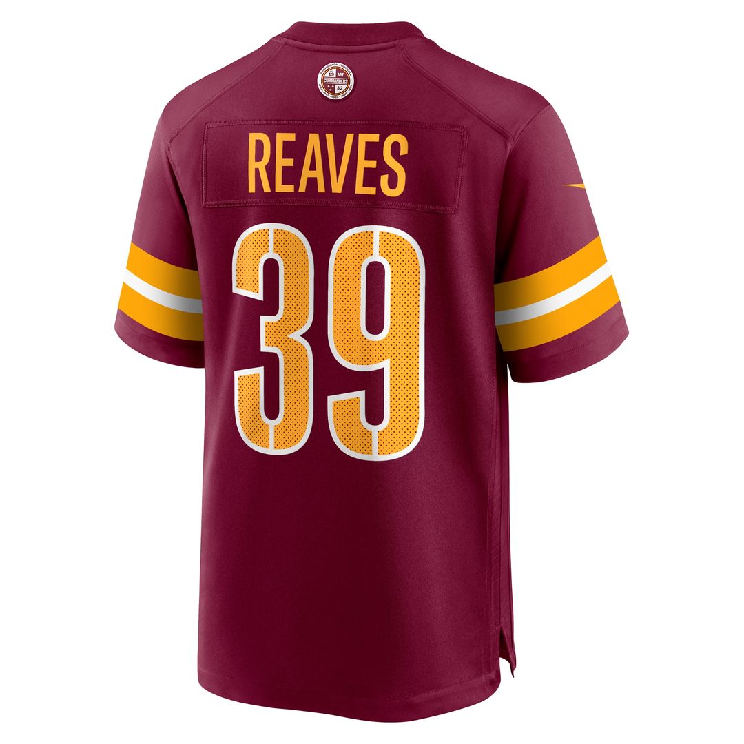 Jeremy Reaves Washington Commanders Nike Game Jersey - Burgundy Official NFL Team Apparel Football Fan Gear