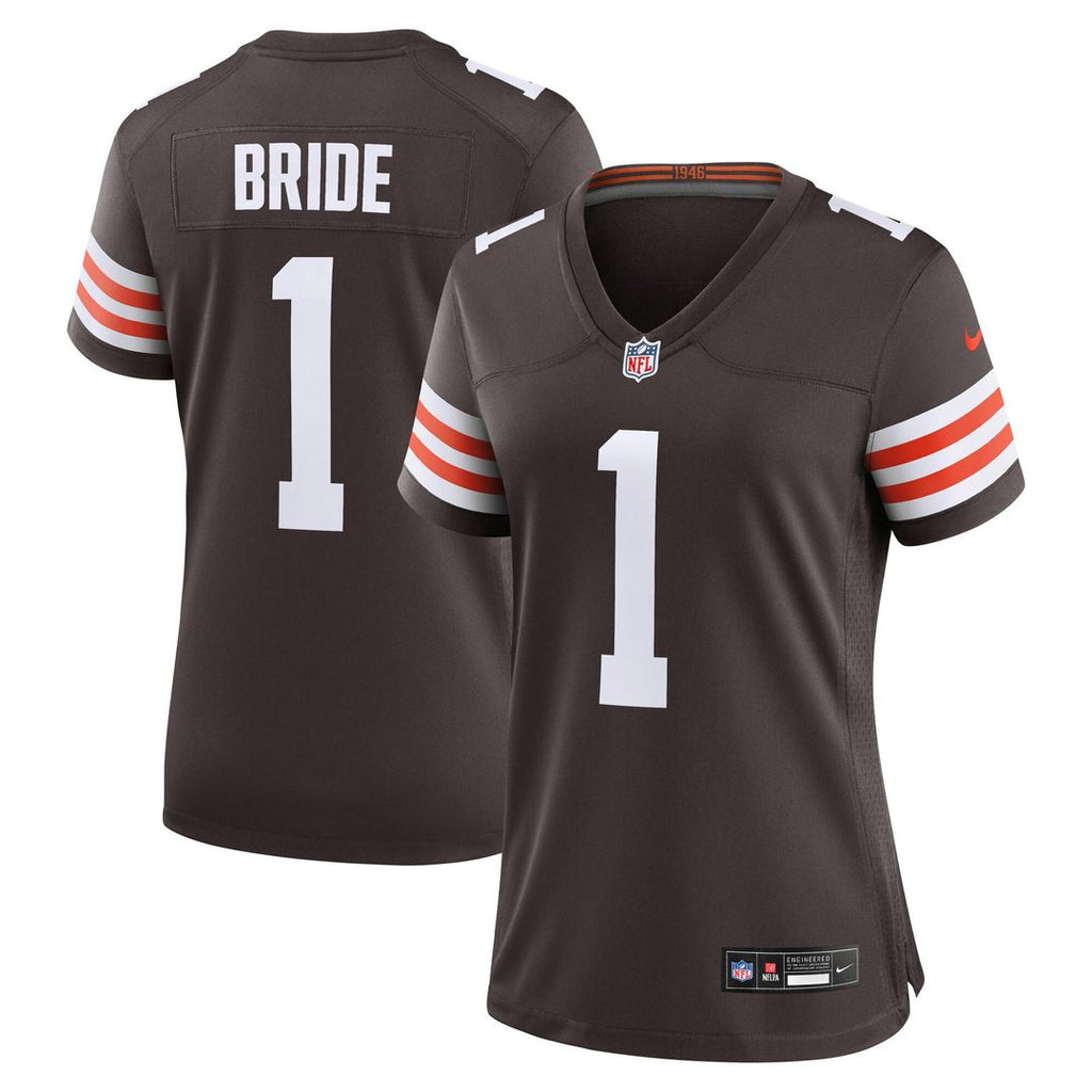 Number 1 Bride Cleveland Browns Nike Women's Game Jersey - Brown Official NFL Team Apparel Football Fan Gear