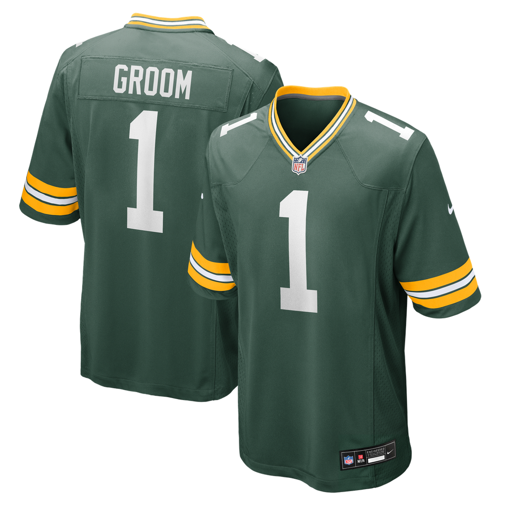 Number 1 Groom Green Bay Packers Nike Game Jersey - Green Official NFL Team Apparel Football Fan Gear