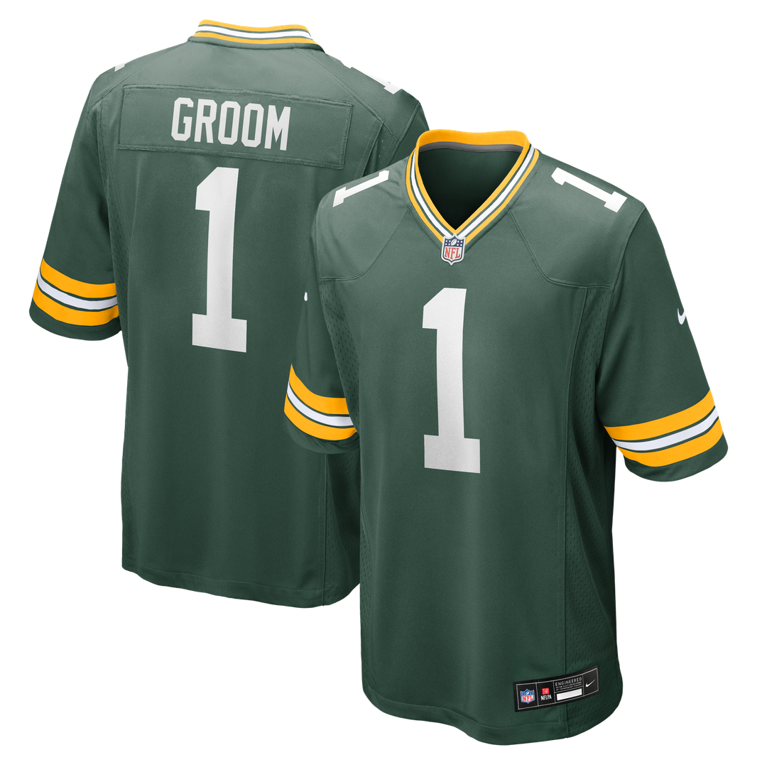 Number 1 Groom Green Bay Packers Nike Game Jersey - Green Official NFL Team Apparel Football Fan Gear