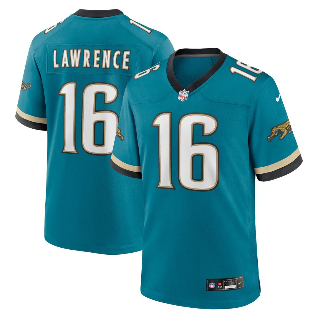 Trevor Lawrence Jacksonville Jaguars Nike Prowler Throwback Player Game Jersey - Teal Official NFL Team Apparel Football Fan Gear