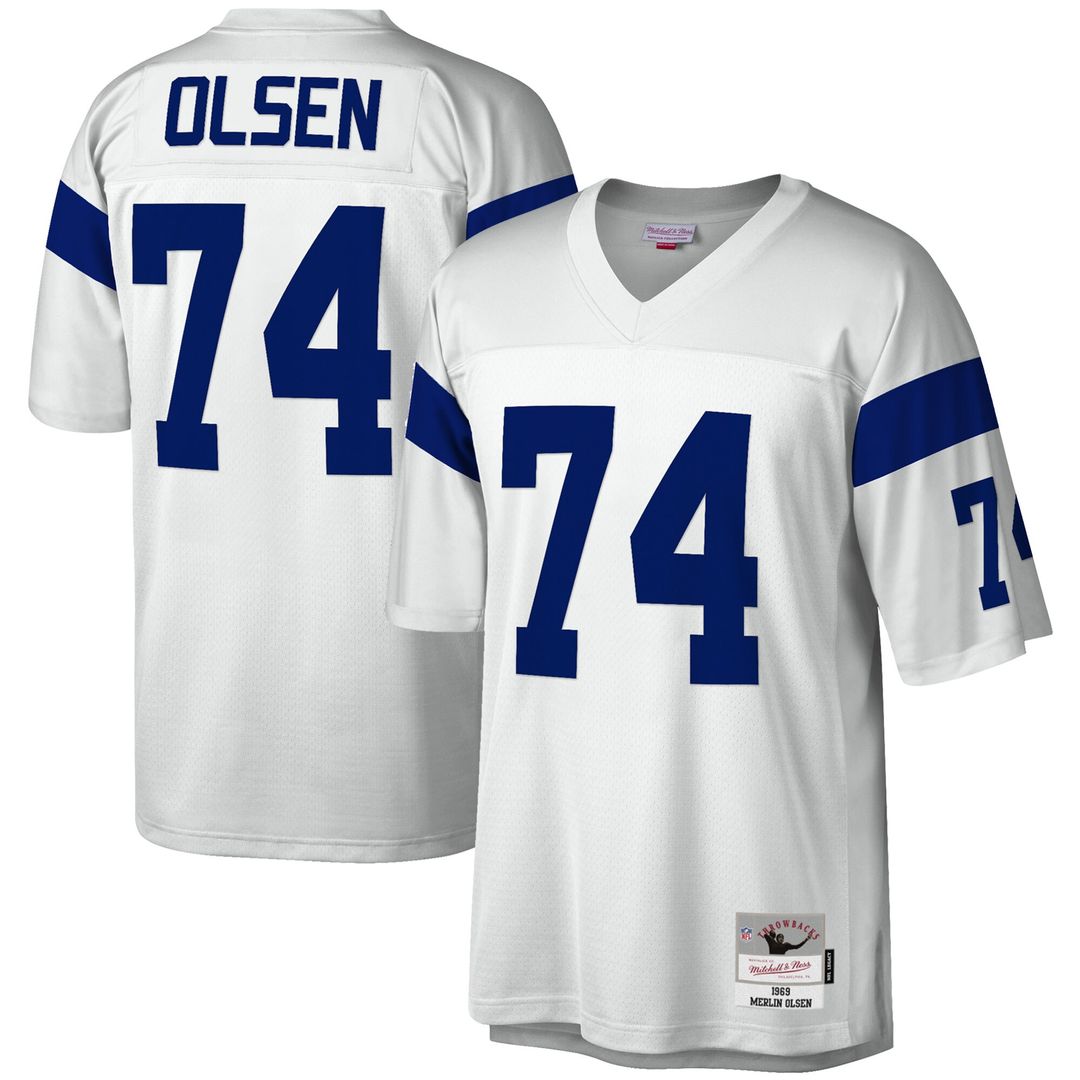 Merlin Olsen Los Angeles Rams Mitchell & Ness Legacy Replica Jersey - White Official NFL Team Apparel Football Fan Gear