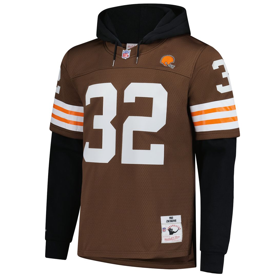 Jim Brown Cleveland Browns Mitchell & Ness Player Name & Number Hoodie Legacy Jersey - Brown Official NFL Team Apparel Football Fan Gear