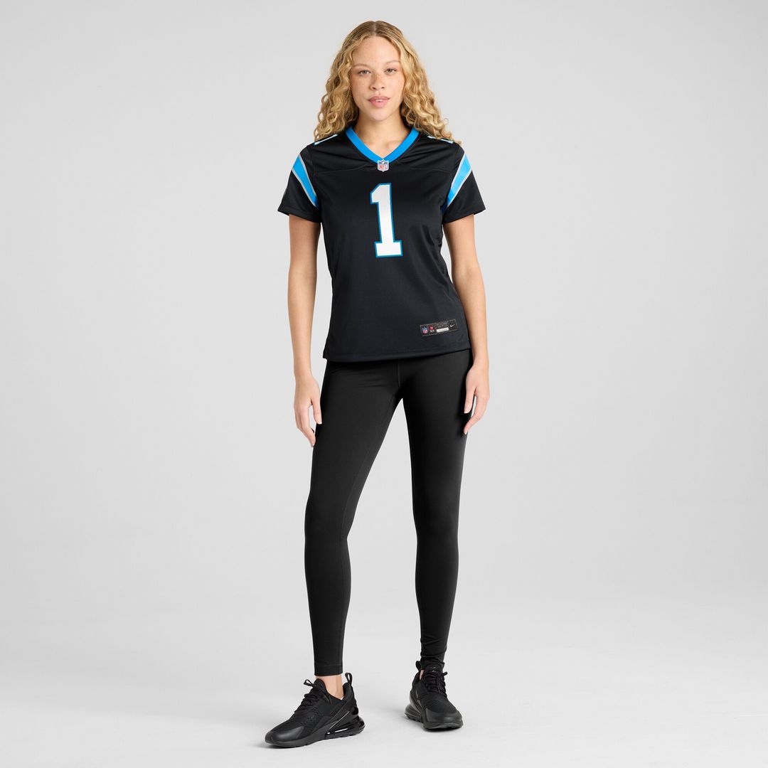 Number 1 Mom Carolina Panthers Nike Women's Game Jersey - Black Official NFL Team Apparel Football Fan Gear