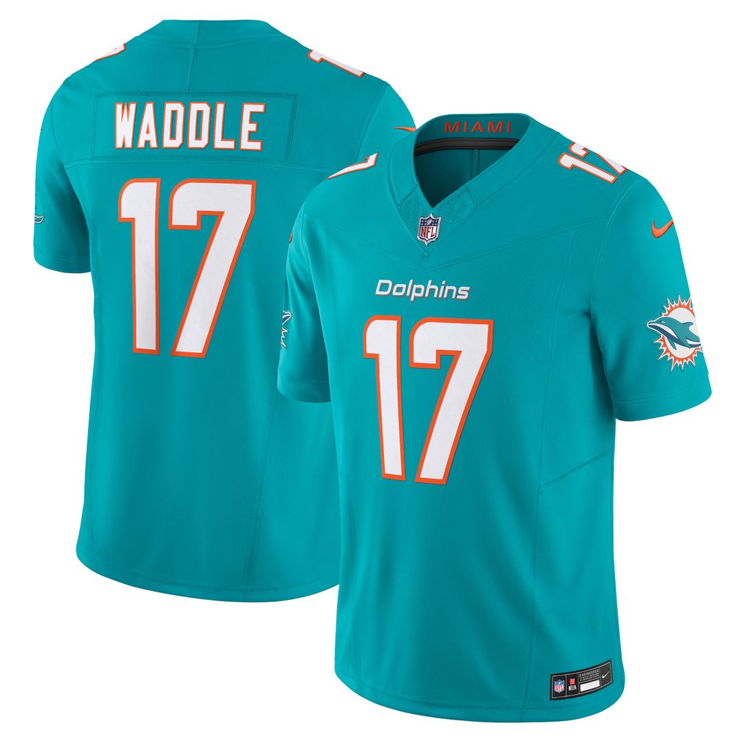 Jaylen Waddle Miami Dolphins Nike Vapor F.U.S.E. Limited Jersey - Aqua Official NFL Team Apparel Football Fan Gear