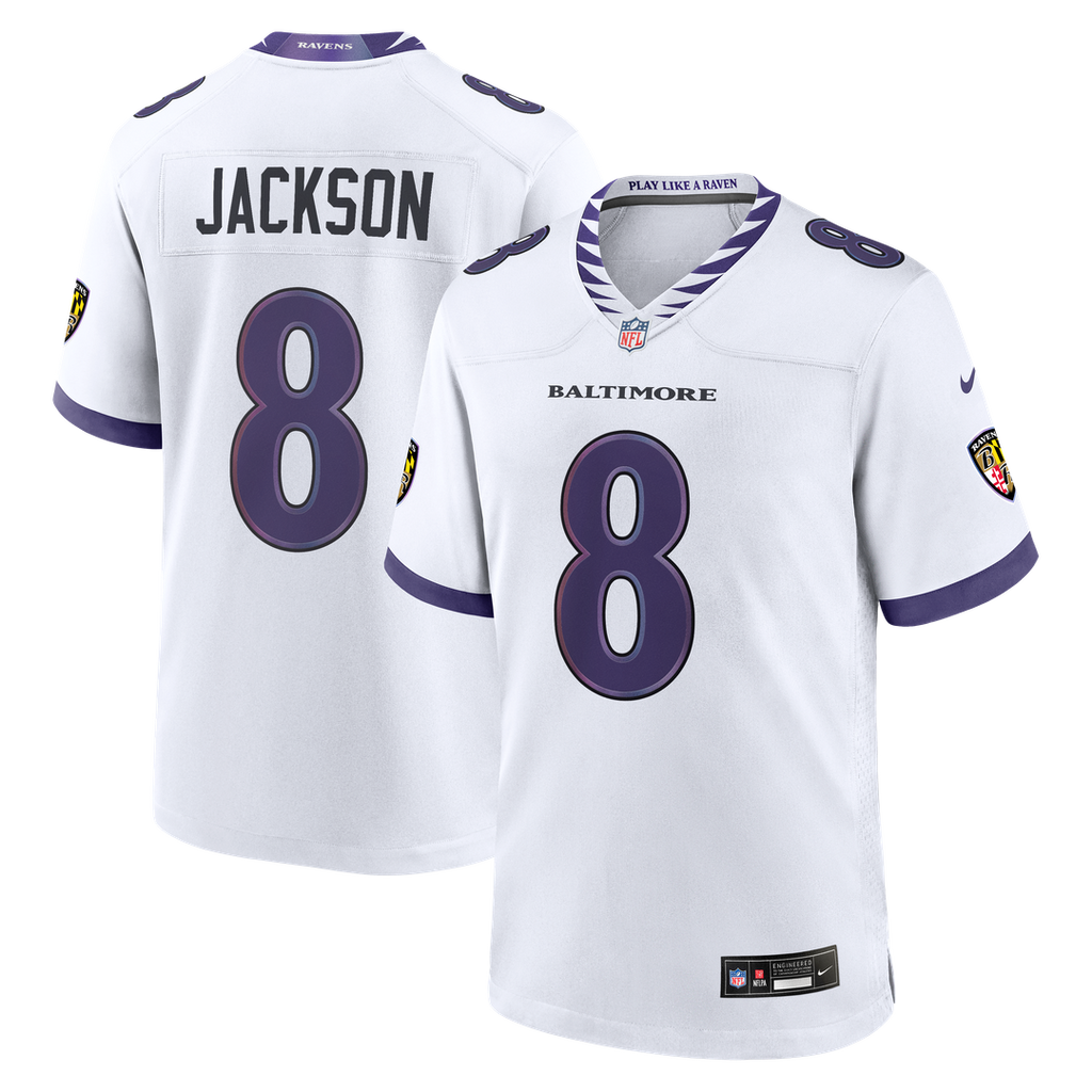 Lamar Jackson Baltimore Ravens Nike Game Jersey - White Official NFL Team Apparel Football Fan Gear
