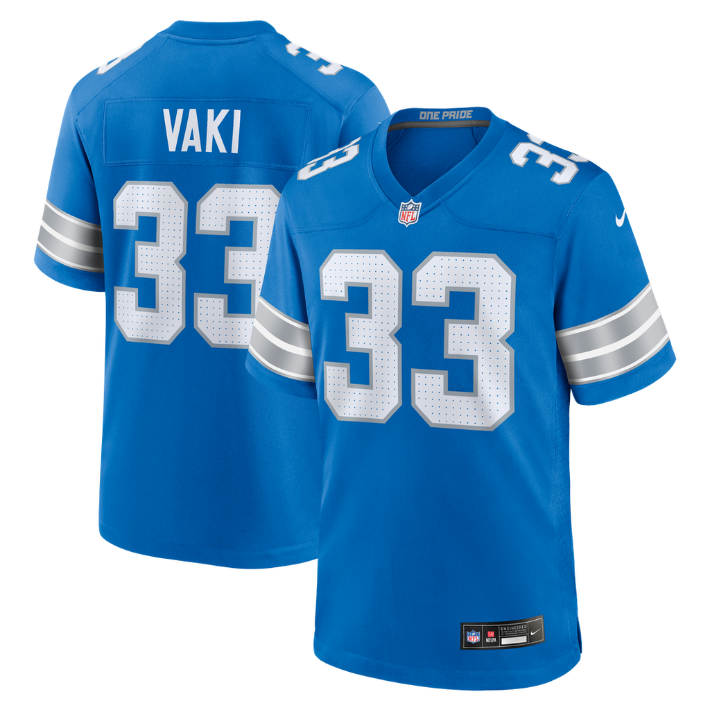 Sione Vaki Detroit Lions Nike Team Game Jersey - Blue Official NFL Team Apparel Football Fan Gear