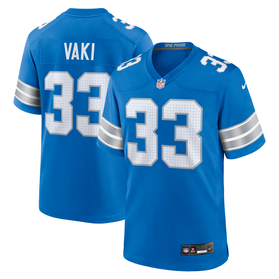 Sione Vaki Detroit Lions Nike Team Game Jersey - Blue Official NFL Team Apparel Football Fan Gear