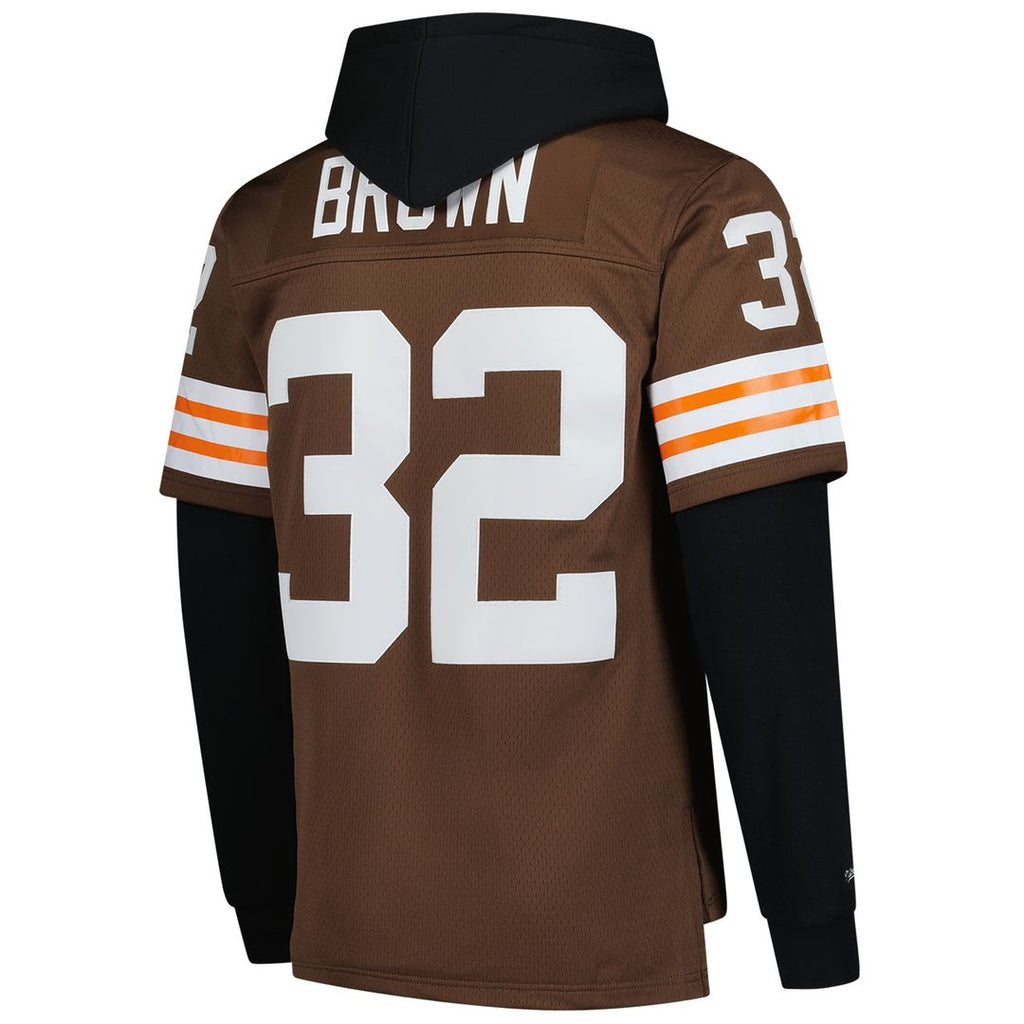 Jim Brown Cleveland Browns Mitchell & Ness Player Name & Number Hoodie Legacy Jersey - Brown Official NFL Team Apparel Football Fan Gear