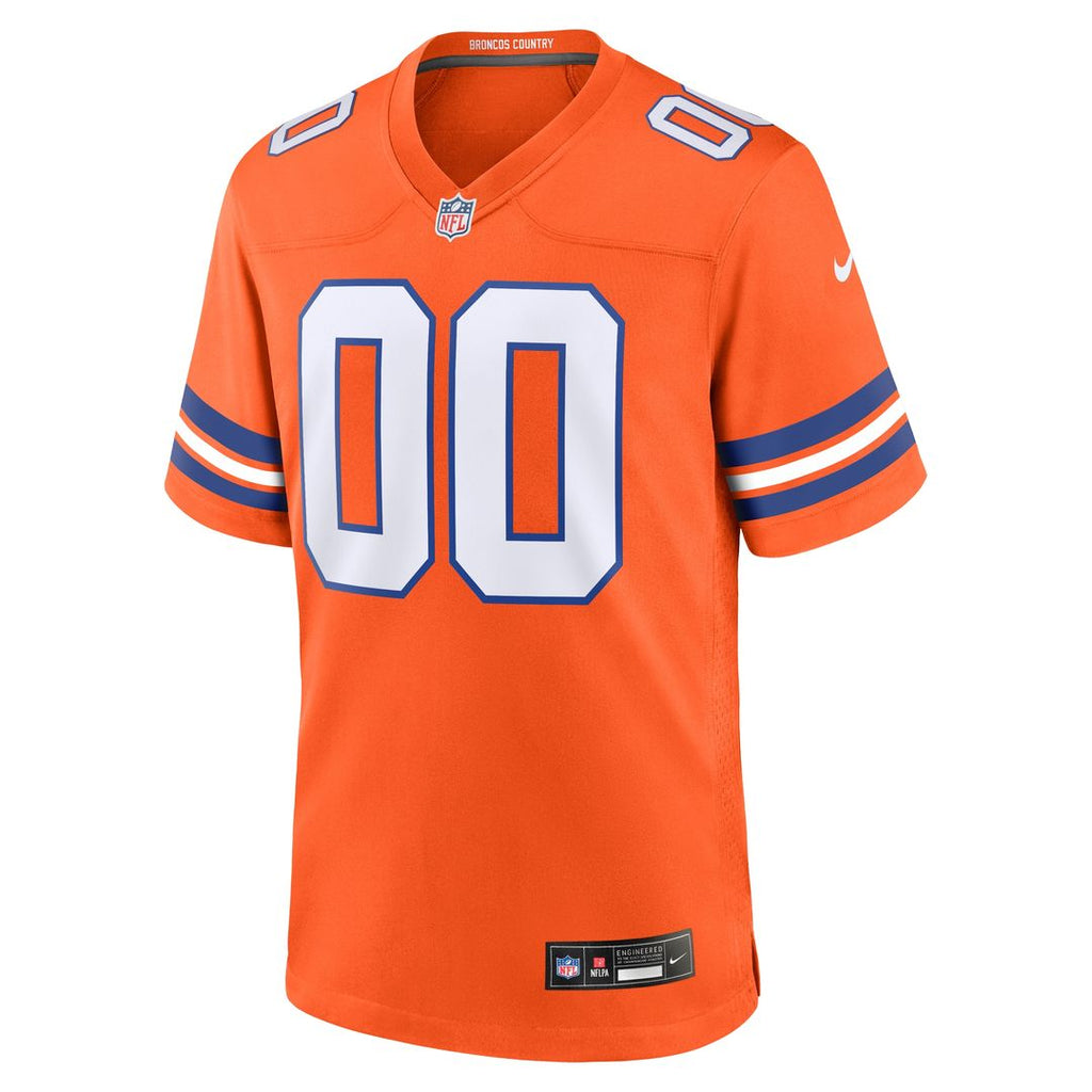 Denver Broncos Nike Youth 2nd Alternate Custom Replica Jersey - Orange Official NFL Team Apparel Football Fan Gear