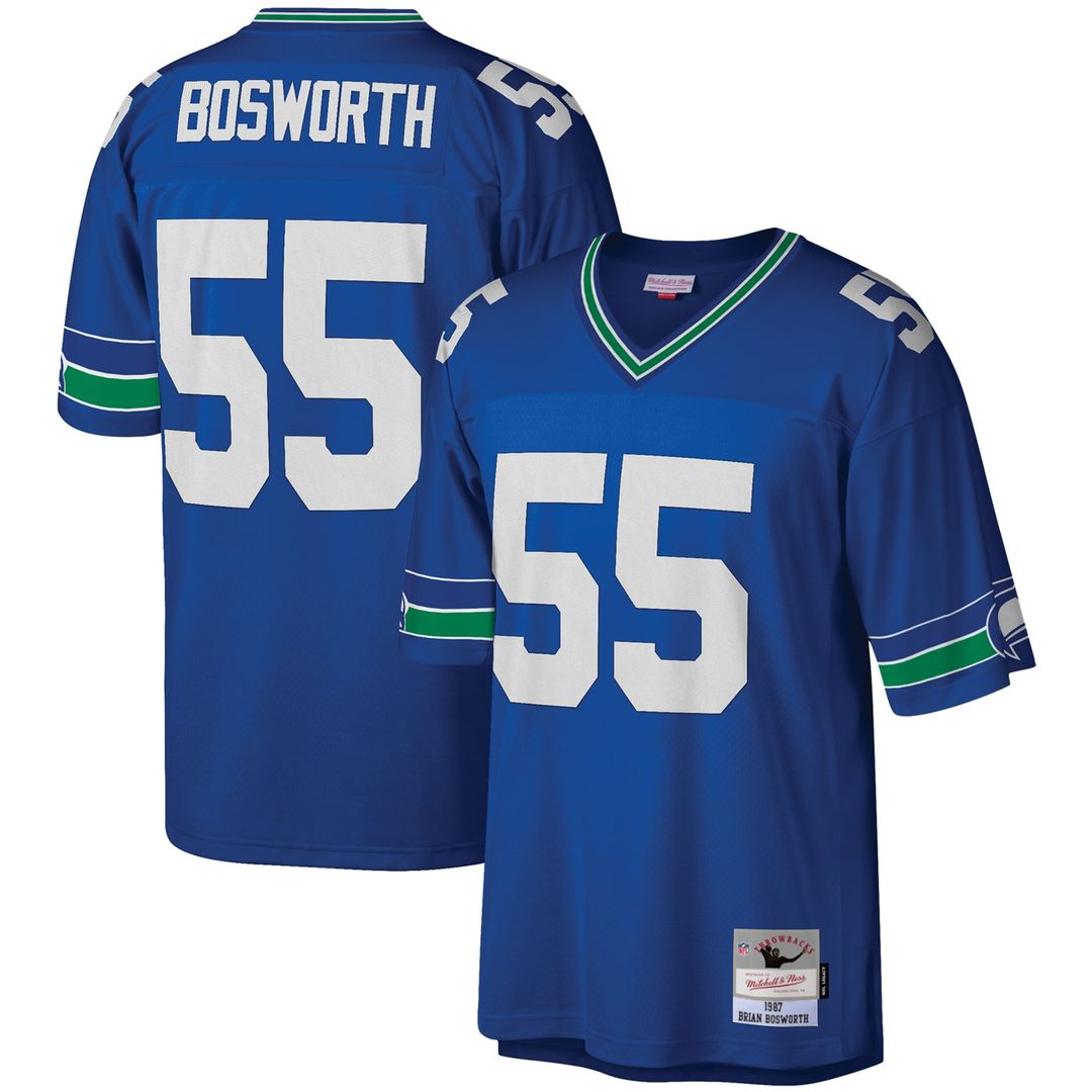 Brian Bosworth Seattle Seahawks Mitchell & Ness Legacy Replica Jersey - Royal Official NFL Team Apparel Football Fan Gear