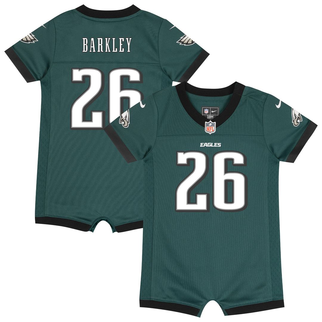 Saquon Barkley Philadelphia Eagles Nike Newborn & Infant Game Romper Jersey - Midnight Green Official NFL Team Apparel Football Fan Gear