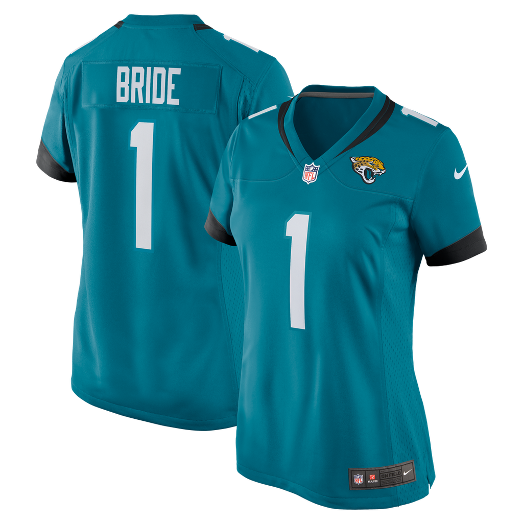 Number 1 Bride Jacksonville Jaguars Nike Women's Game Jersey - Teal Official NFL Team Apparel Football Fan Gear