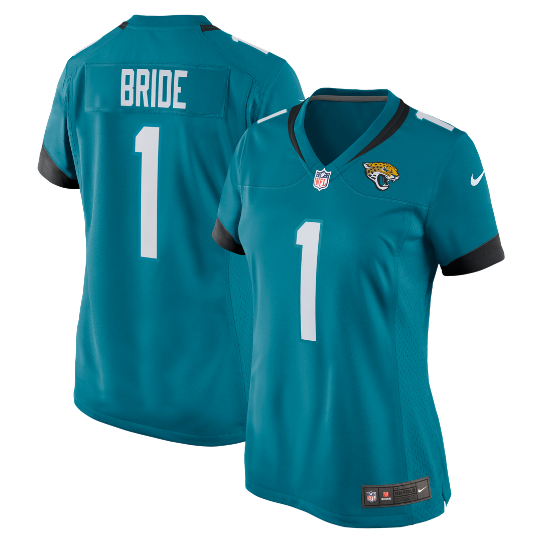 Number 1 Bride Jacksonville Jaguars Nike Women's Game Jersey - Teal Official NFL Team Apparel Football Fan Gear