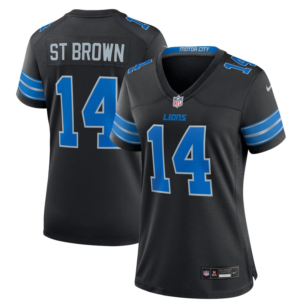 Amon-Ra St. Brown Detroit Lions Nike Women's 2nd Alternate Game Jersey - Black Official NFL Team Apparel Football Fan Gear