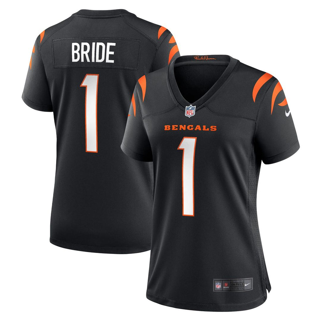Number 1 Bride Cincinnati Bengals Nike Women's Game Jersey - Black Official NFL Team Apparel Football Fan Gear