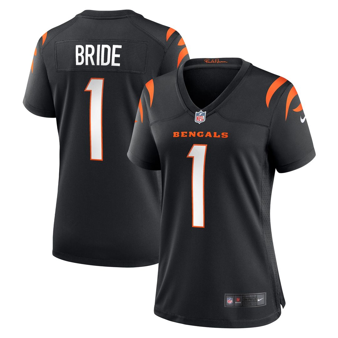Number 1 Bride Cincinnati Bengals Nike Women's Game Jersey - Black Official NFL Team Apparel Football Fan Gear