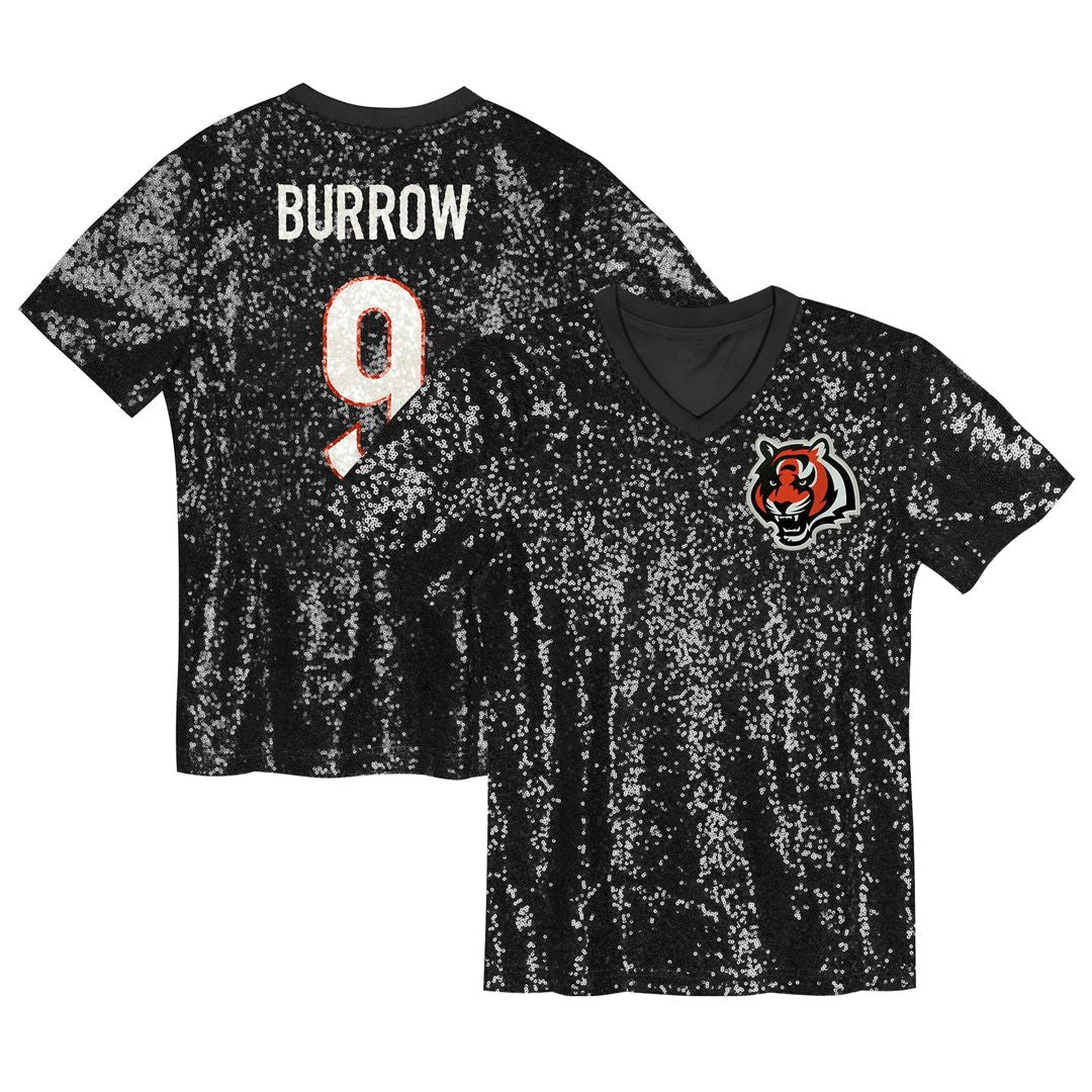 Joe Burrow Cincinnati Bengals Women's Player Name & Number V-Neck Fashion Jersey - Black Official NFL Team Apparel Football Fan Gear