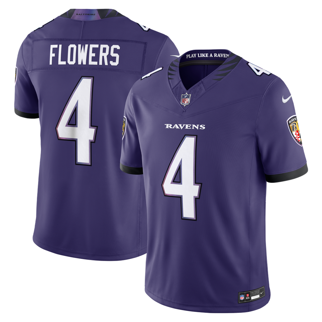 Zay Flowers Baltimore Ravens Nike Vapor F.U.S.E. Stitched Limited Jersey - Purple Official NFL Team Apparel Football Fan Gear