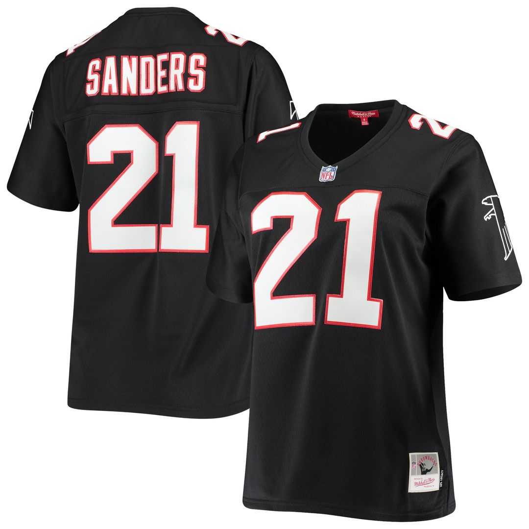 Deion Sanders Atlanta Falcons Mitchell & Ness Women's Legacy Replica Team Jersey - Black Official NFL Team Apparel Football Fan Gear