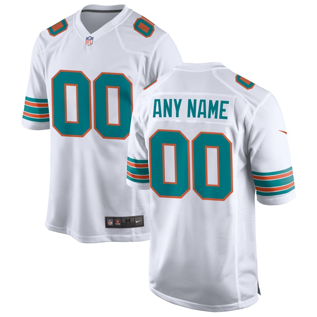 Miami Dolphins Nike Alternate Custom Game Jersey - White Official NFL Team Apparel Football Fan Gear