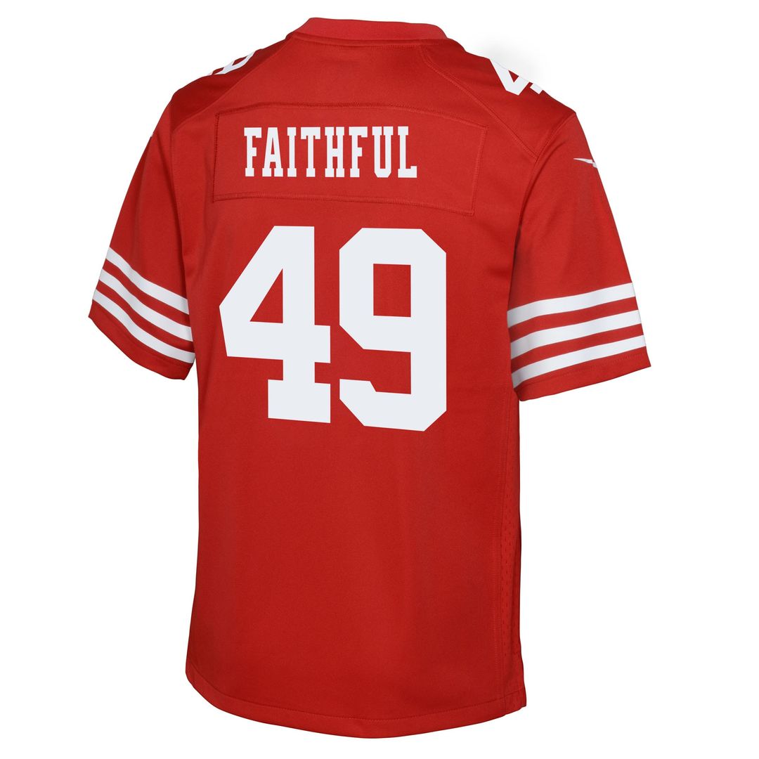 The Faithful San Francisco 49ers Nike Youth Team Game Jersey - Scarlet Official NFL Team Apparel Football Fan Gear