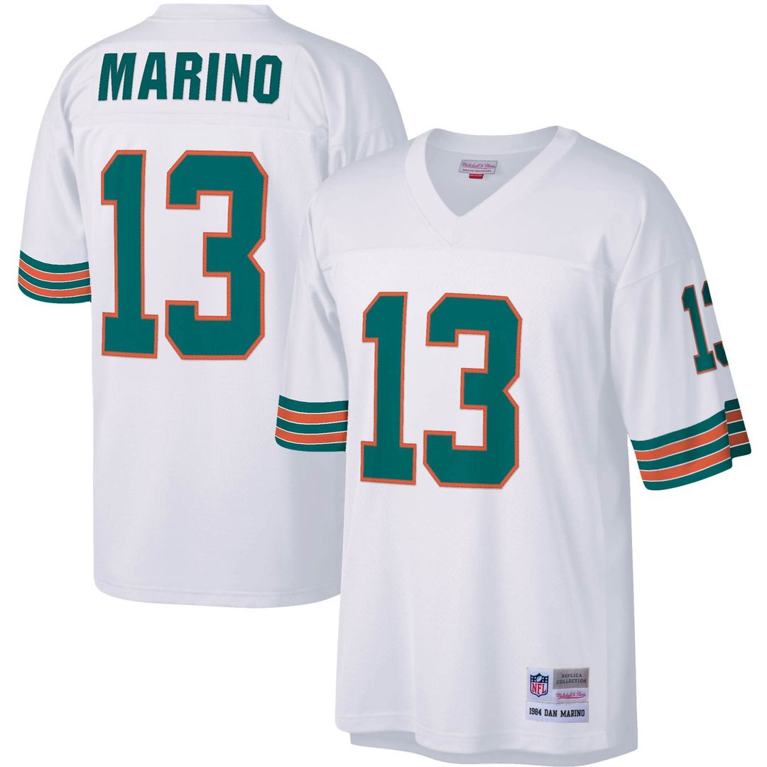 Dan Marino Miami Dolphins Mitchell & Ness Big & Tall 1984 Retired Player Replica Jersey - White Official NFL Team Apparel Football Fan Gear