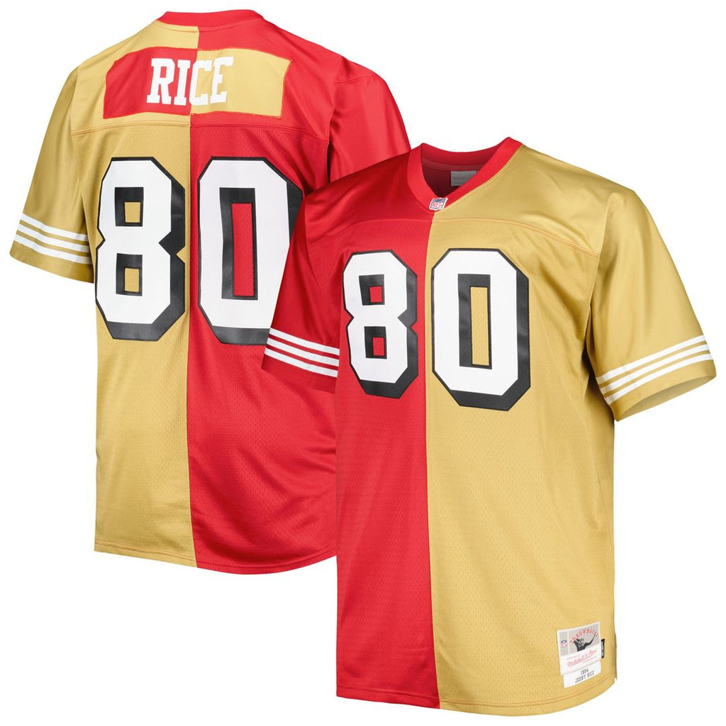 Jerry Rice San Francisco 49ers Mitchell & Ness Big & Tall Split Legacy Retired Player Replica Jersey - Scarlet/Gold Official NFL Team Apparel Football