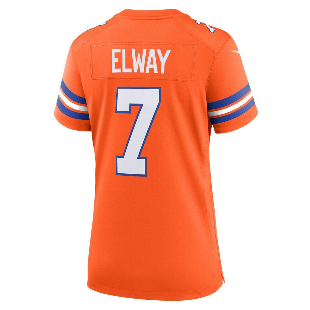 John Elway Denver Broncos Nike Women's Mile High Collection 1977 Throwback Player Game Jersey - Orange Official NFL Team Apparel Football Fan Gear