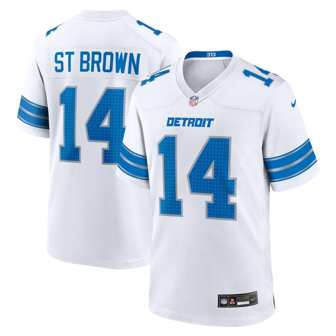 Amon-Ra St. Brown Detroit Lions Nike Game Jersey - White Official NFL Team Apparel Football Fan Gear