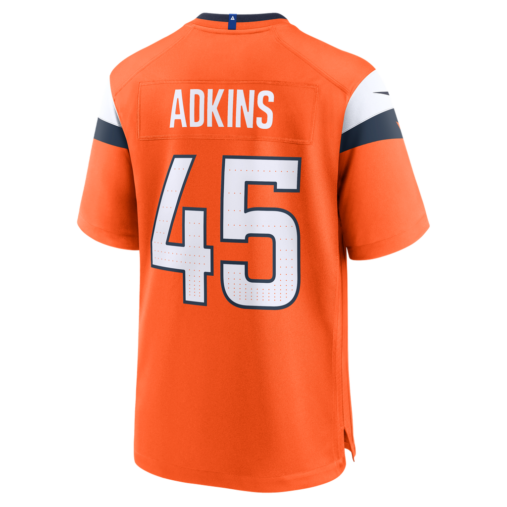 Nate Adkins Denver Broncos Nike Team Game Jersey - Orange Official NFL Team Apparel Football Fan Gear