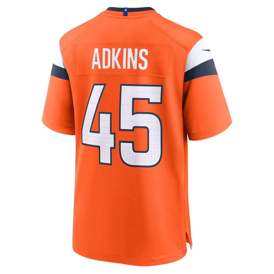 Nate Adkins Denver Broncos Nike Team Game Jersey - Orange Official NFL Team Apparel Football Fan Gear