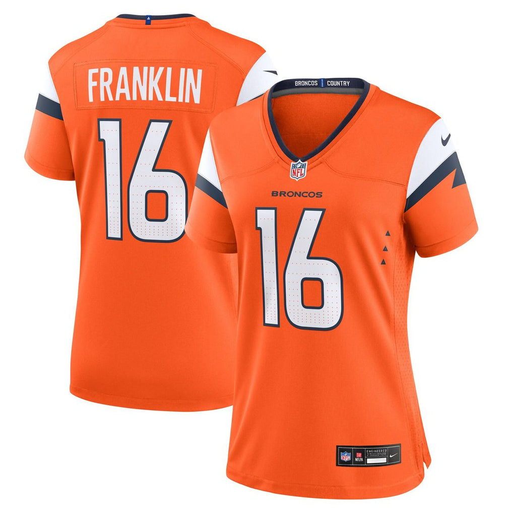 Troy Franklin Denver Broncos Nike Women's Team Game Jersey - Orange Official NFL Team Apparel Football Fan Gear