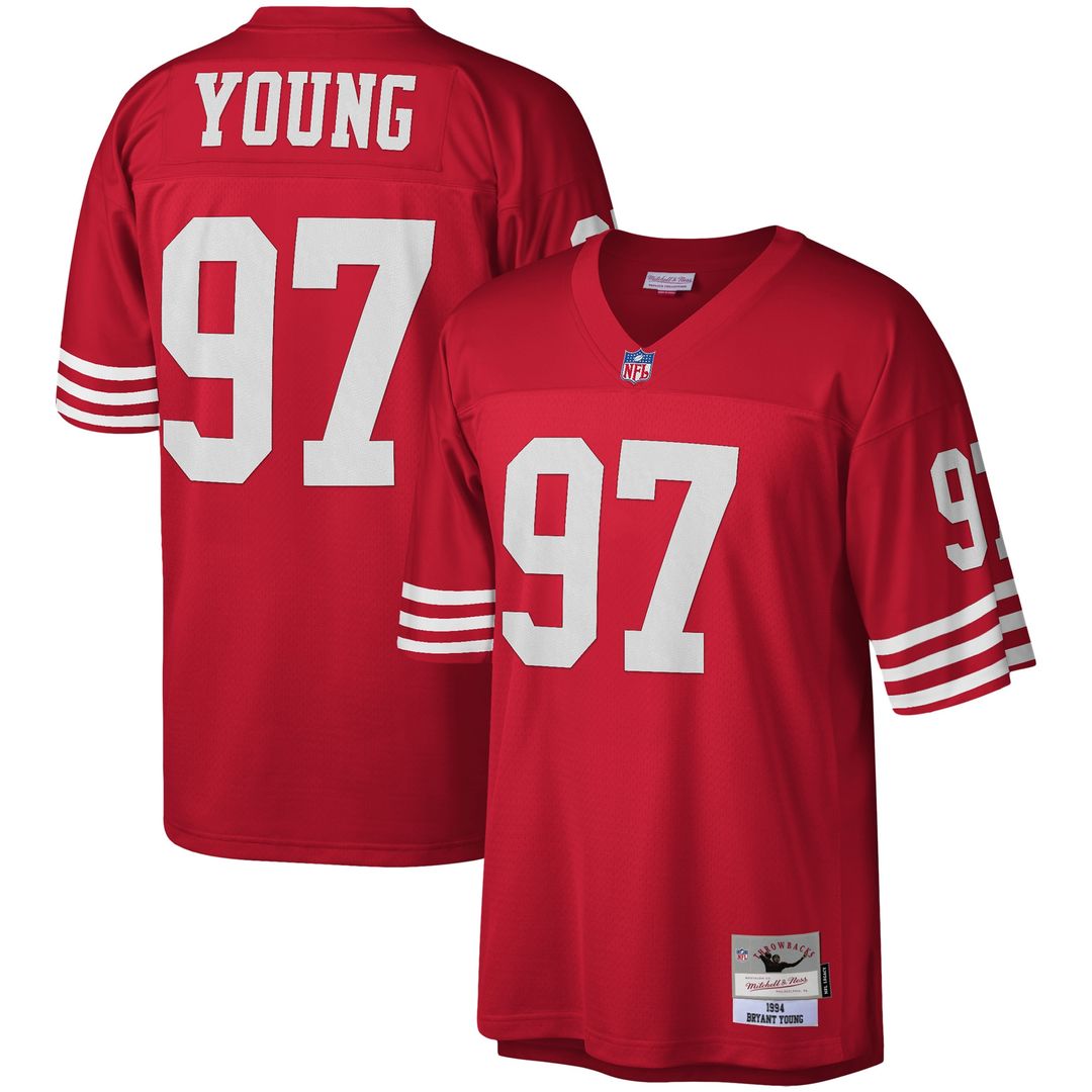 Bryant Young San Francisco 49ers Mitchell & Ness Legacy Replica Jersey - Scarlet Official NFL Team Apparel Football Fan Gear