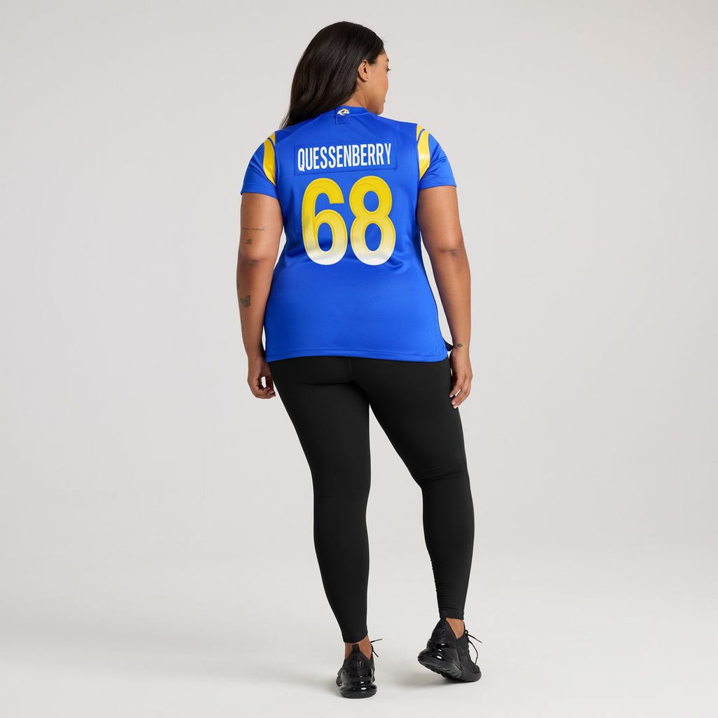 David Quessenberry Los Angeles Rams Nike Women's Team Game Jersey - Royal Official NFL Team Apparel Football Fan Gear